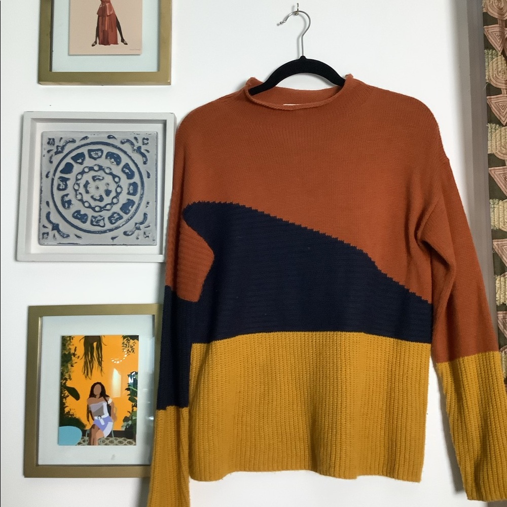 Knitted Color Block Sweater